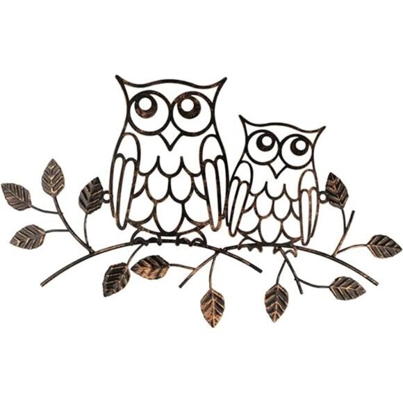 Metal Owl Decor Metal Owl Wall Art Decor for Home Living Room Bedroom - Picture 8 of 8